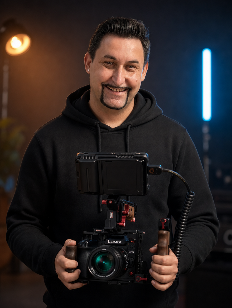 Denny Schönemann mit Kamera am Set