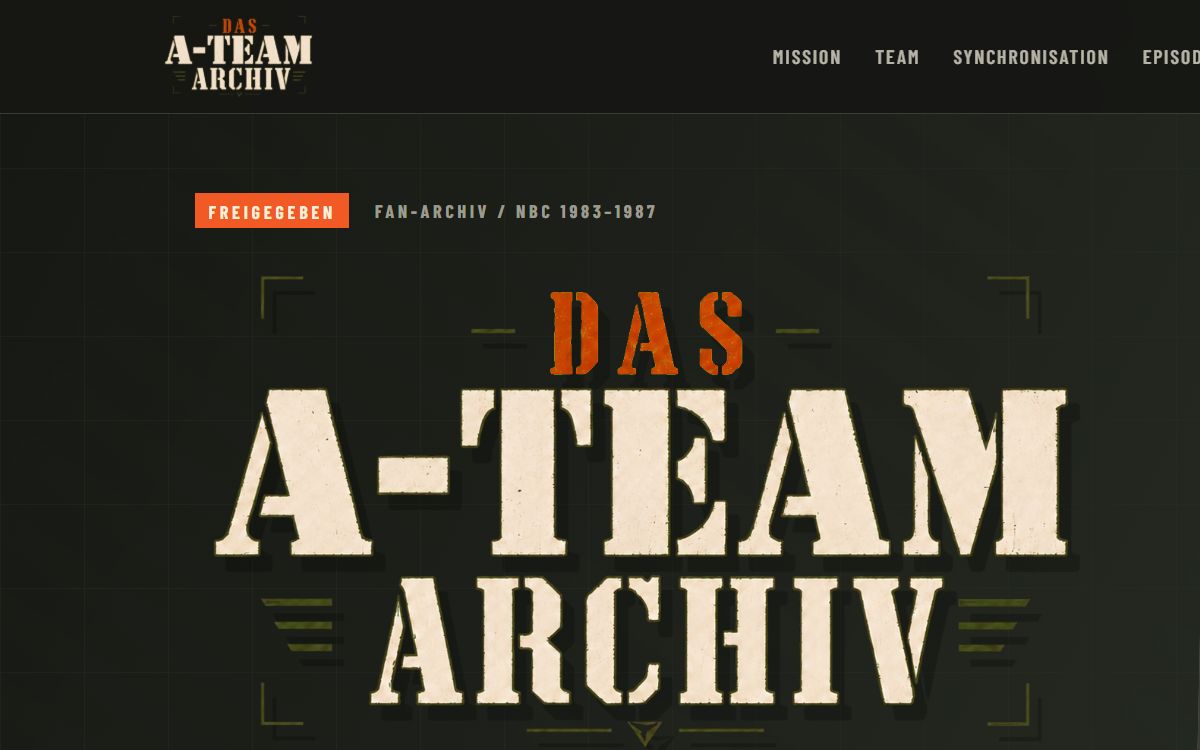 Screenshot des deutschsprachigen A-Team Archivs