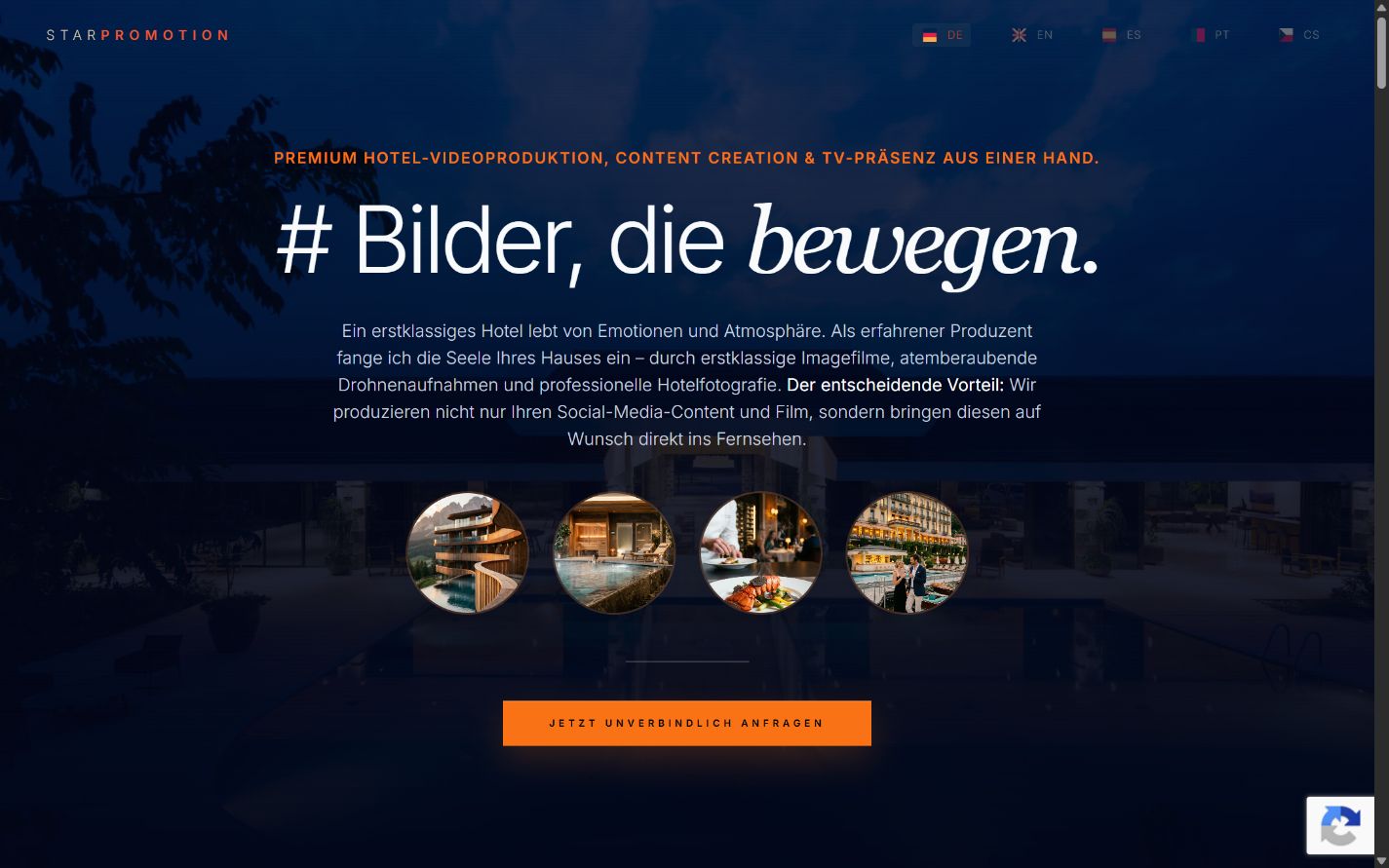 Screenshot der Star Promotion Hotelseite