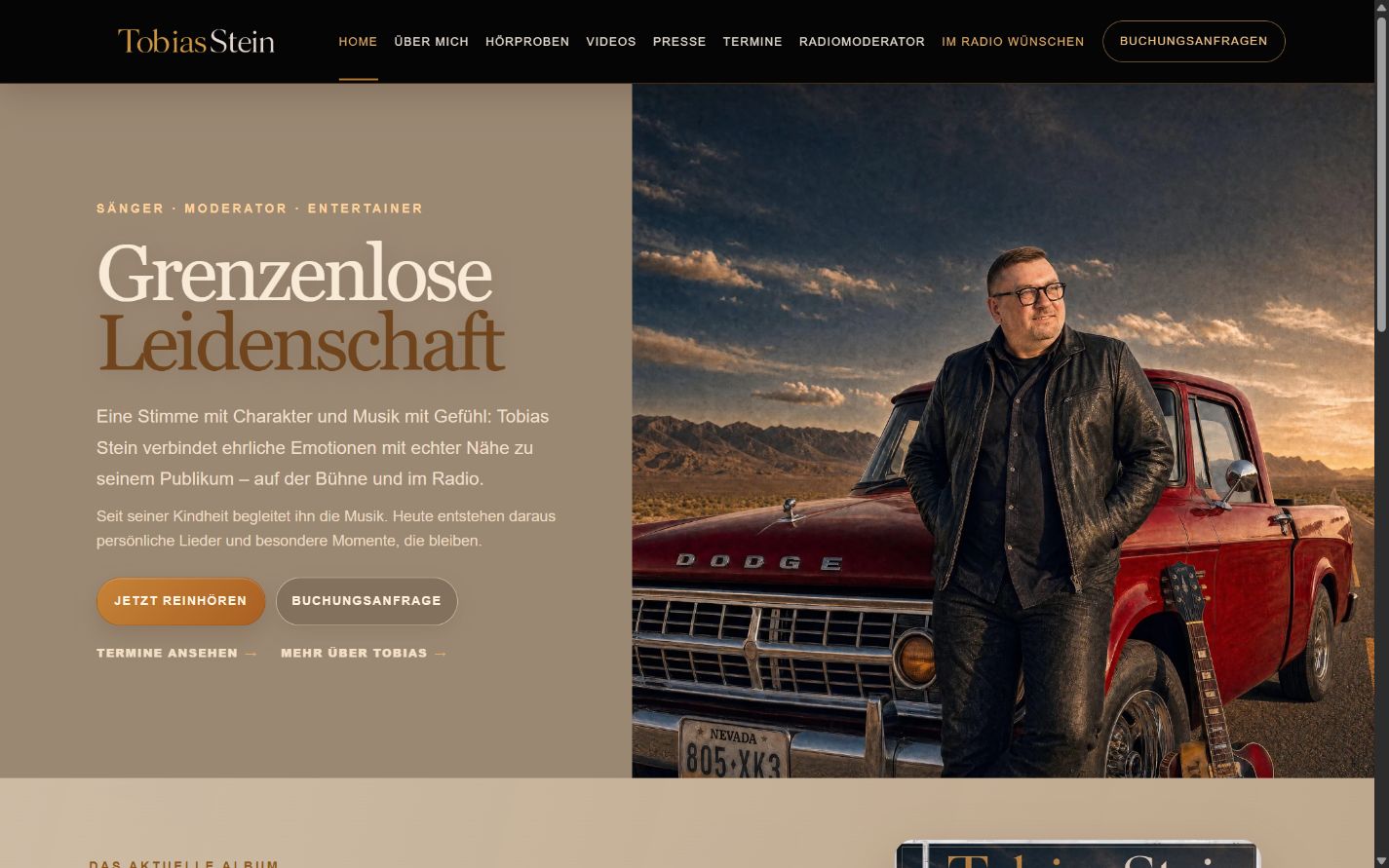 Screenshot der Webseite von Tobias Stein
